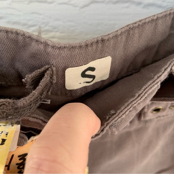 Da-Nang Cotton Cargo Pants S Wide Leg Grey TWW506 Drawstring Hem - Picture 5 of 7